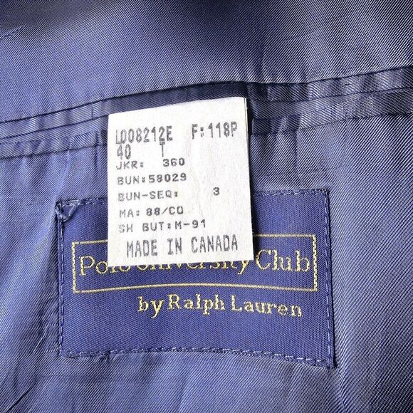 Vintage Polo University Club by Ralph Lauren Wool Suit Jacket Windowpane Size 40 - Picture 8 of 9